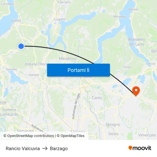 Rancio Valcuvia to Barzago map