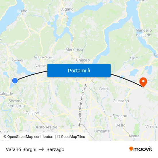 Varano Borghi to Barzago map