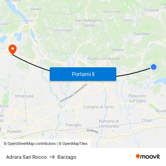 Adrara San Rocco to Barzago map