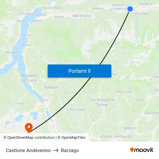 Castione Andevenno to Barzago map