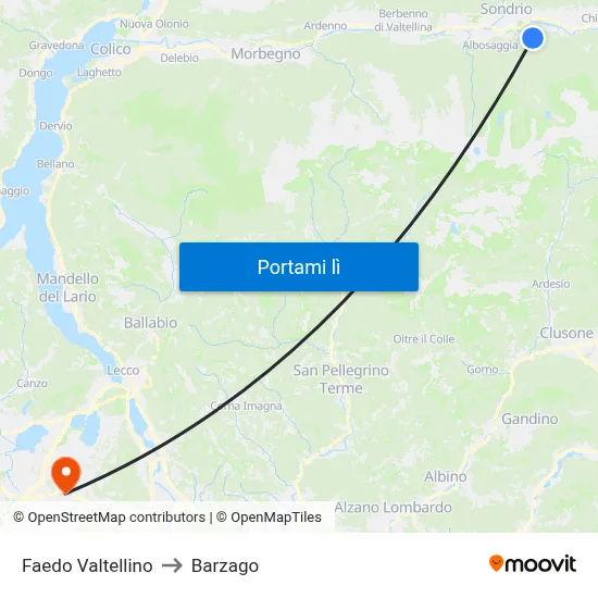 Faedo Valtellino to Barzago map