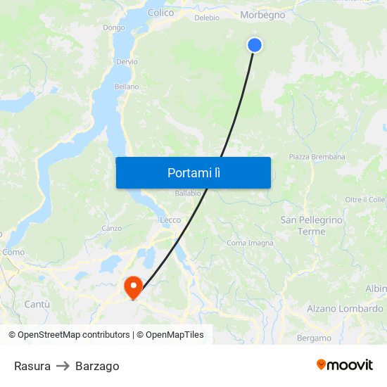 Rasura to Barzago map