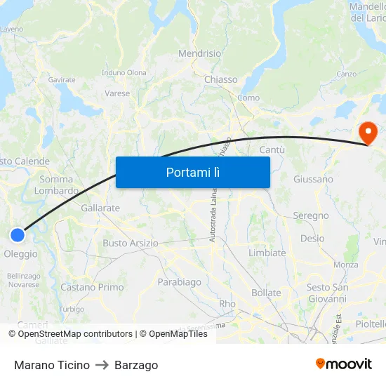 Marano Ticino to Barzago map