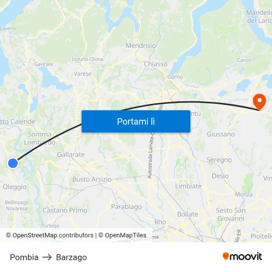 Pombia to Barzago map