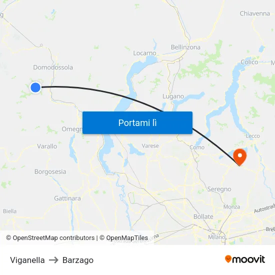 Viganella to Barzago map