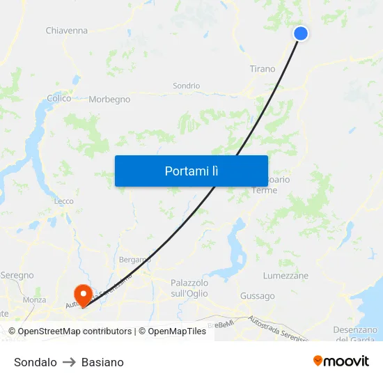 Sondalo to Basiano map