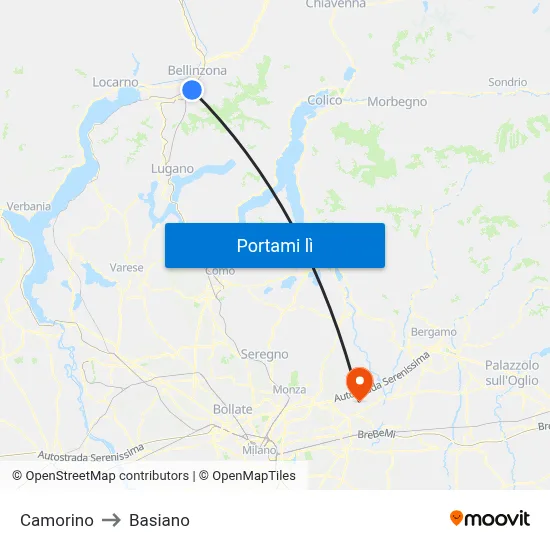 Camorino to Basiano map