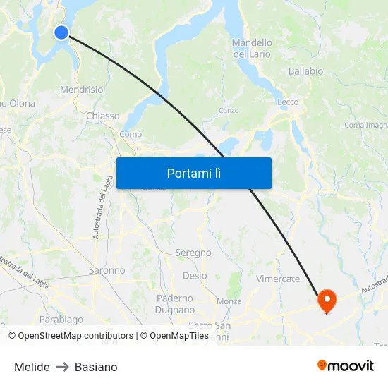 Melide to Basiano map