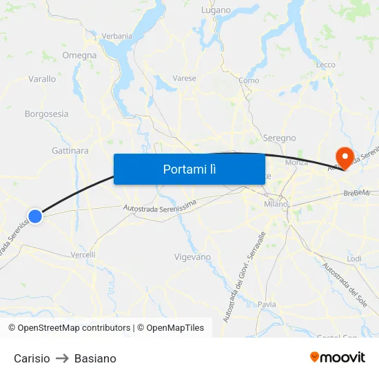 Carisio to Basiano map