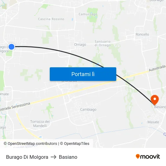 Burago Di Molgora to Basiano map