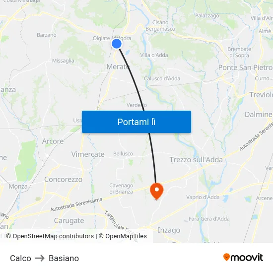 Calco to Basiano map