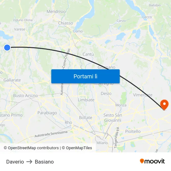 Daverio to Basiano map