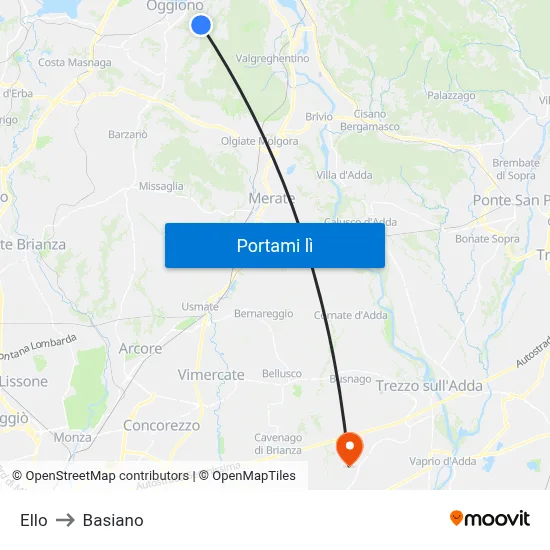 Ello to Basiano map