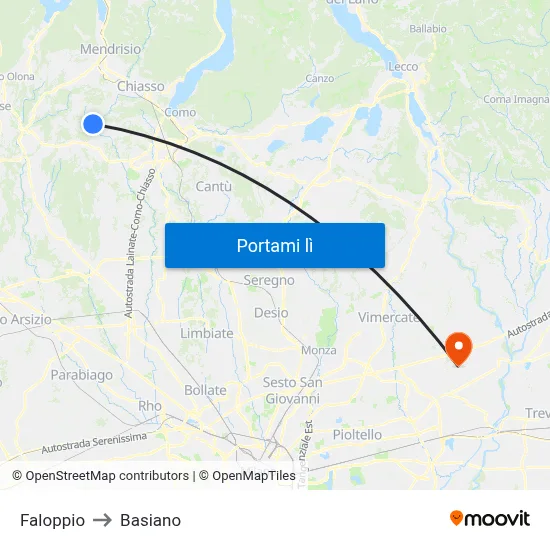 Faloppio to Basiano map