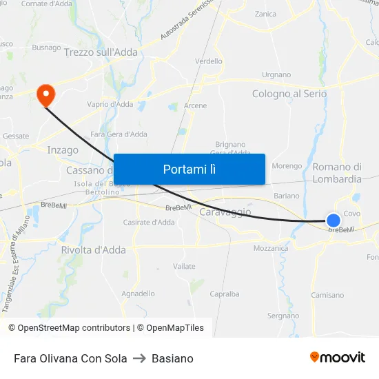 Fara Olivana Con Sola to Basiano map