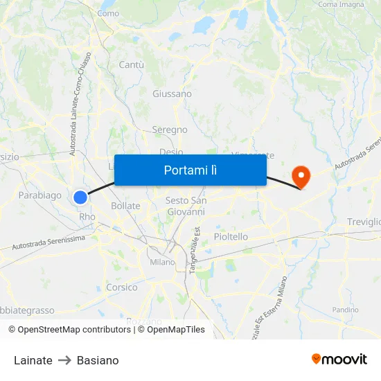 Lainate to Basiano map