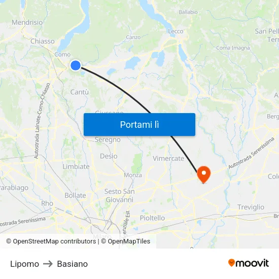 Lipomo to Basiano map