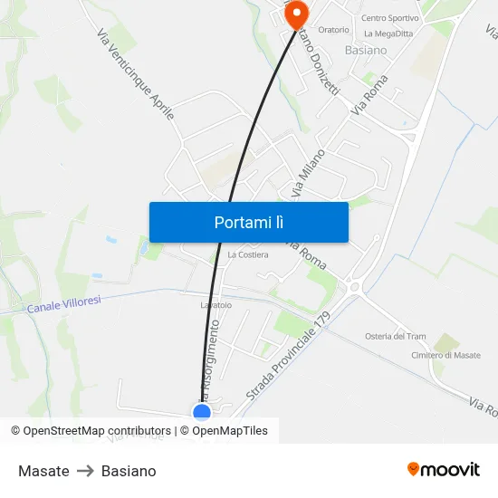 Masate to Basiano map