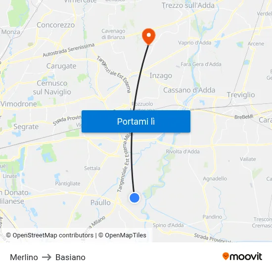 Merlino to Basiano map
