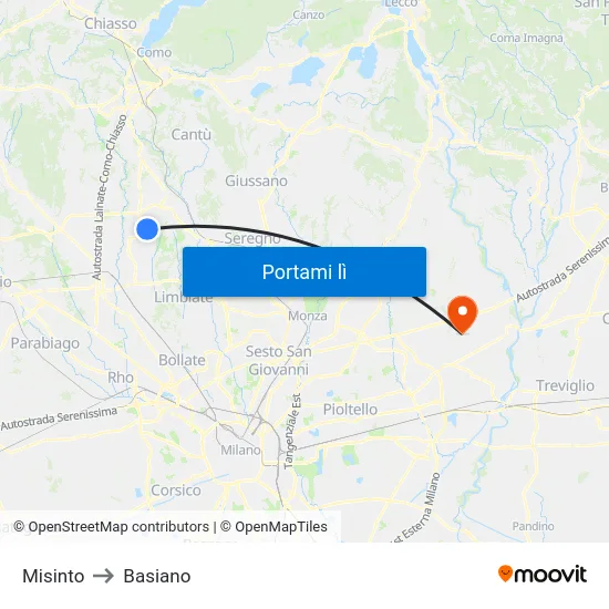 Misinto to Basiano map