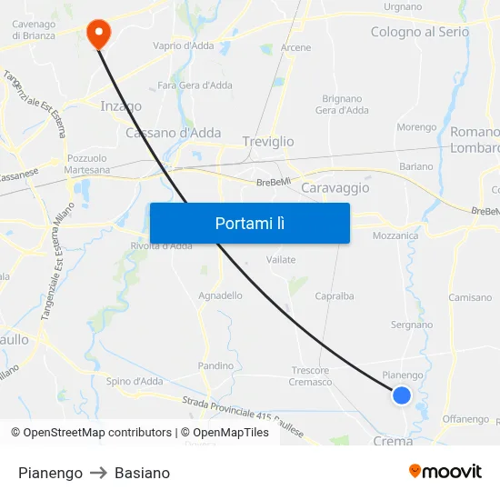 Pianengo to Basiano map