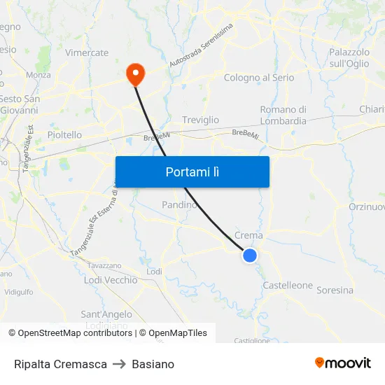 Ripalta Cremasca to Basiano map