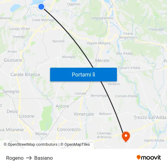 Rogeno to Basiano map