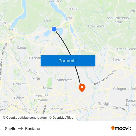 Suello to Basiano map
