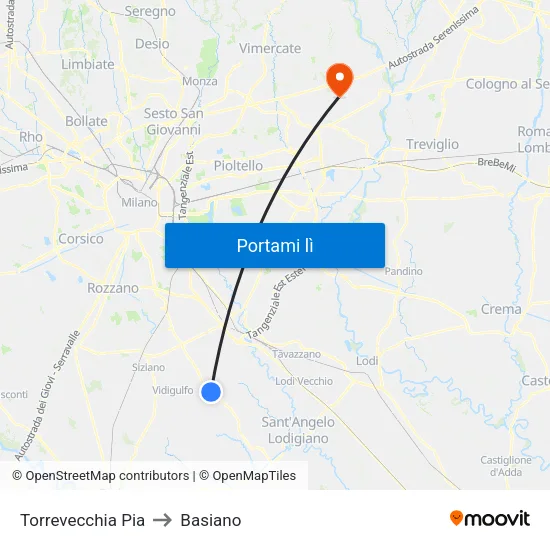Torrevecchia Pia to Basiano map