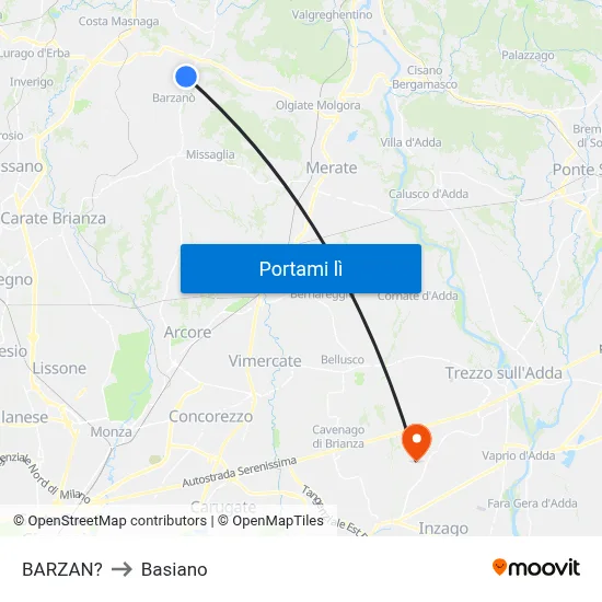 BARZAN? to Basiano map