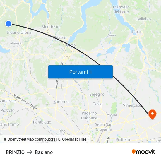 BRINZIO to Basiano map