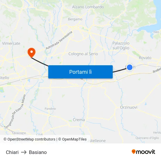Chiari to Basiano map