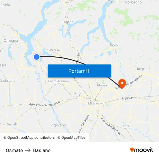 Osmate to Basiano map