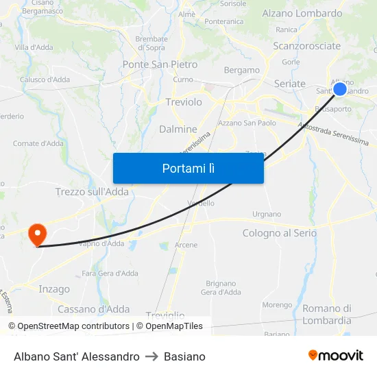 Albano Sant' Alessandro to Basiano map