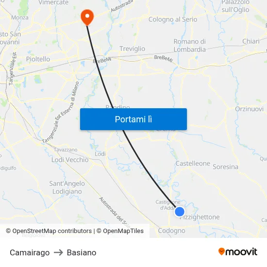 Camairago to Basiano map