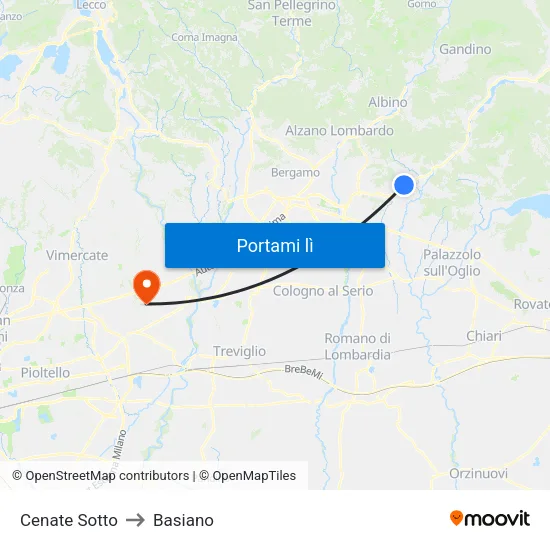 Cenate Sotto to Basiano map