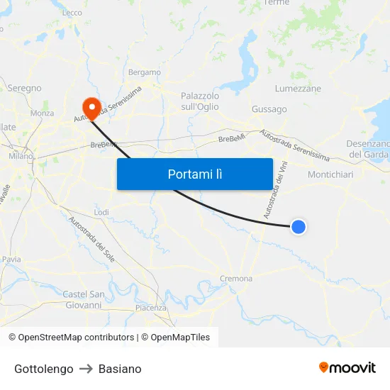 Gottolengo to Basiano map