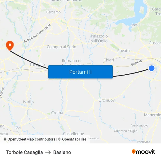 Torbole Casaglia to Basiano map