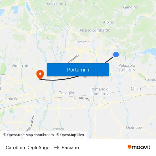 Carobbio Degli Angeli to Basiano map