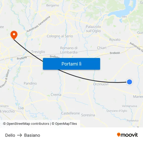 Dello to Basiano map