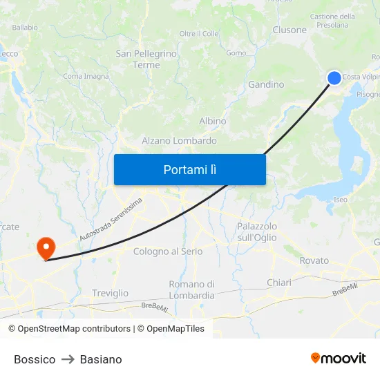 Bossico to Basiano map
