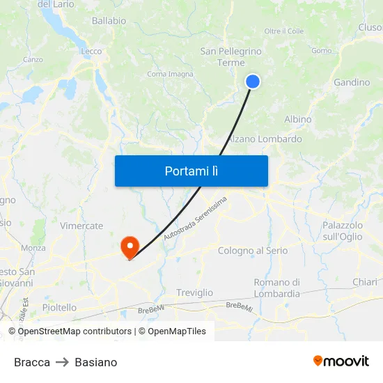 Bracca to Basiano map