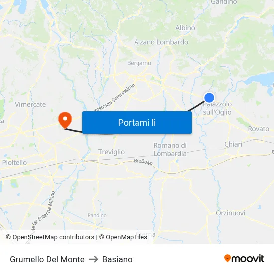 Grumello Del Monte to Basiano map
