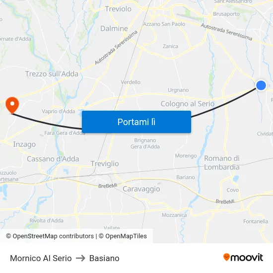 Mornico Al Serio to Basiano map