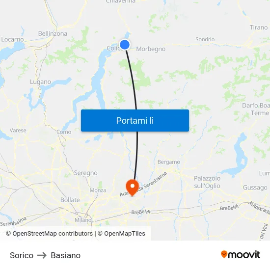 Sorico to Basiano map