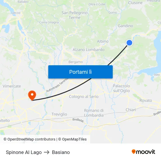 Spinone Al Lago to Basiano map