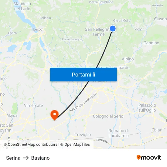Serina to Basiano map