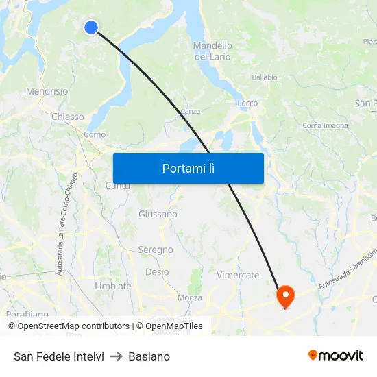San Fedele Intelvi to Basiano map