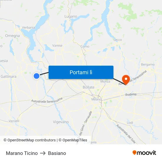 Marano Ticino to Basiano map