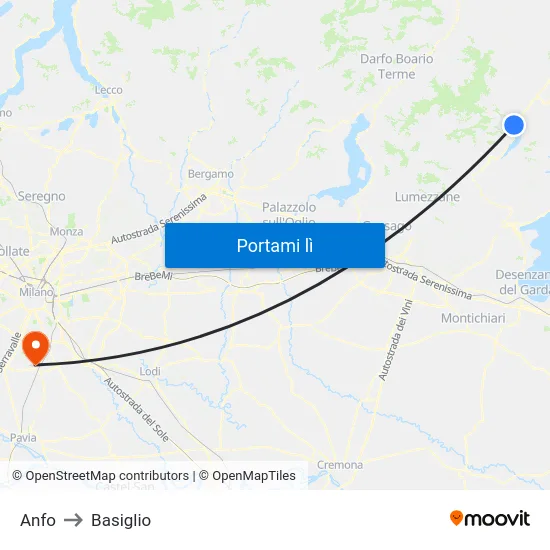 Anfo to Basiglio map